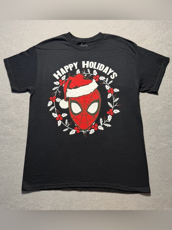 Marvel Other - Marvel Spider-Man Happy Holidays T-Shirt Men’s Medium NWT Christmas Black Tee